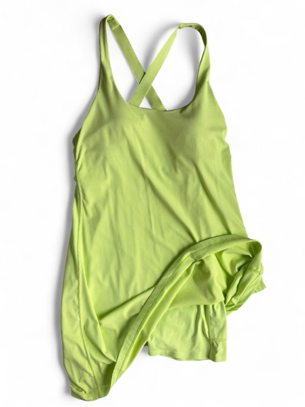 Women's Lime Green Ribbed Crossback Jumpsuit